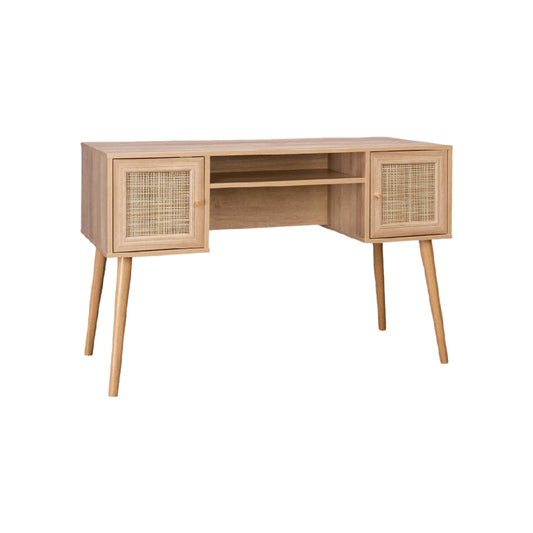Console Table for Living Room with Storage in Wood and Rattan - 120 x 45 x 75