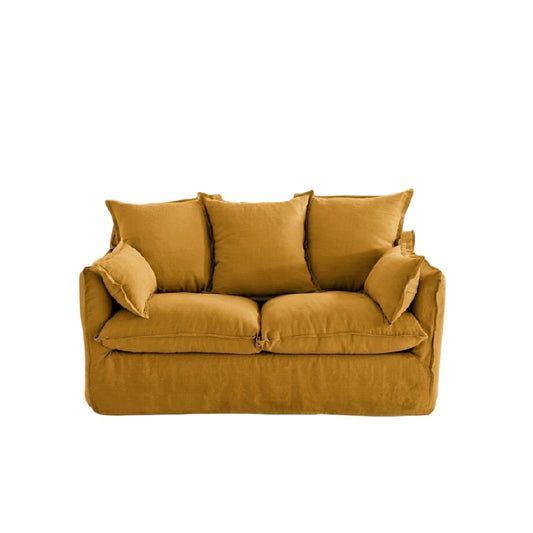 Sofa for living room with removable cushions in fabric - 180 x 90 x 85